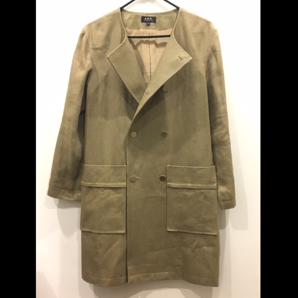 A.P.C.  Linen twill, buttoned double breasted coat